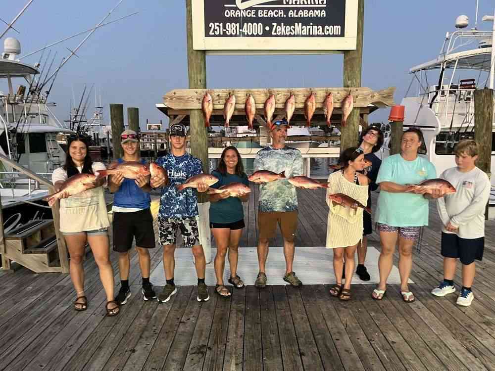 A big group charter after a day of bottom fishing
